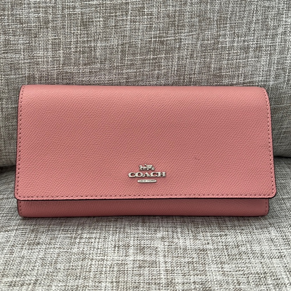 Coach Wallet Trifold Blush/Maroon